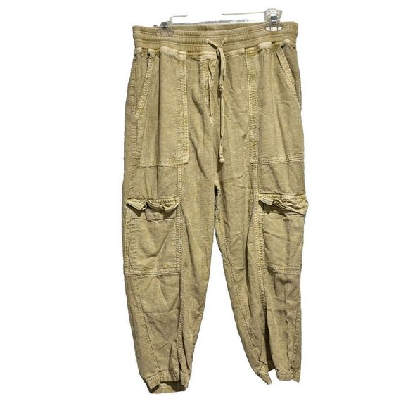 Anthropologie Daily Practice Cargo Pockets Jogger Pants Beige Medium High-Rise - Picture 2 of 10